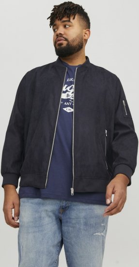 Jack & Jones ROCKY Faux Suede Bomber Jacket Jet Black - Jakne - Moške bunde za Močnejše Postave