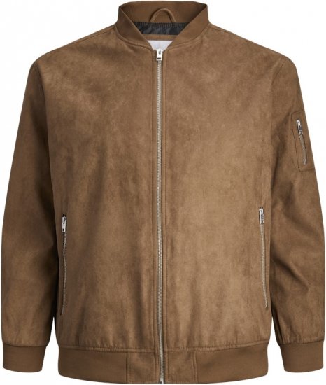 Jack & Jones ROCKY Faux Suede Bomber Jacket Brown - Jakne - Moške bunde za Močnejše Postave