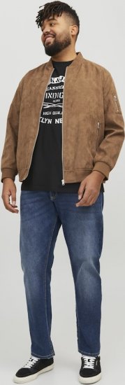 Jack & Jones ROCKY Faux Suede Bomber Jacket Brown - Jakne - Moške bunde za Močnejše Postave
