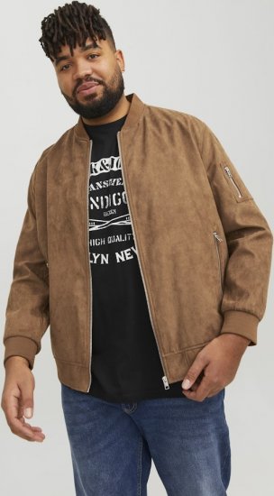 Jack & Jones ROCKY Faux Suede Bomber Jacket Brown - Jakne - Moške bunde za Močnejše Postave