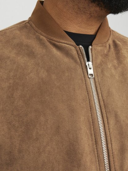 Jack & Jones ROCKY Faux Suede Bomber Jacket Brown - Jakne - Moške bunde za Močnejše Postave