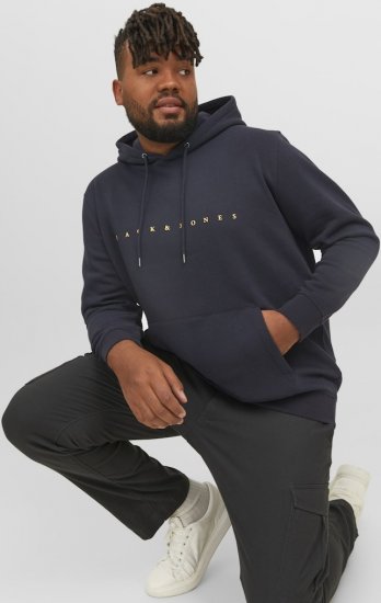 Jack & Jones STAR Hoodie Dark Navy - Puloverji & jopice - Moški Puloverji & Jopice za Močnejše Postave