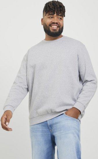 Jack & Jones BRADLEY Sweatshirt Light Grey Melange - Puloverji & jopice - Moški Puloverji & Jopice za Močnejše Postave
