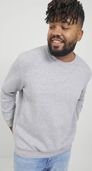 Jack & Jones BRADLEY Sweatshirt Light Grey Melange - Puloverji & jopice - Moški Puloverji & Jopice za Močnejše Postave