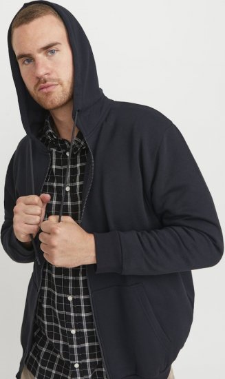 Jack & Jones BRADLEY Zip Hoodi Black - Puloverji & jopice - Moški Puloverji & Jopice za Močnejše Postave