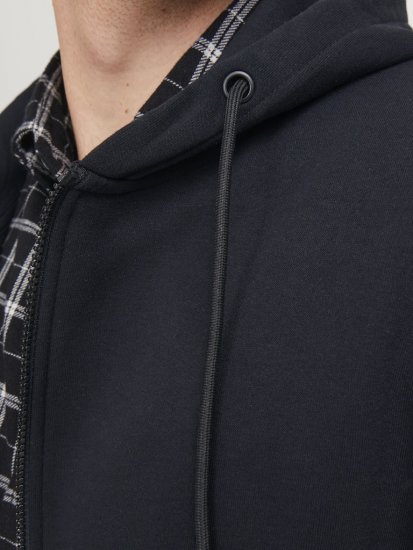 Jack & Jones BRADLEY Zip Hoodi Black - Puloverji & jopice - Moški Puloverji & Jopice za Močnejše Postave