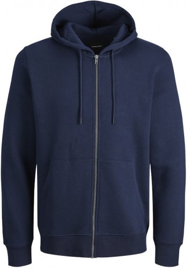 Jack & Jones BRADLEY Zip Hoodie Navy Blazer - Puloverji & jopice - Moški Puloverji & Jopice za Močnejše Postave
