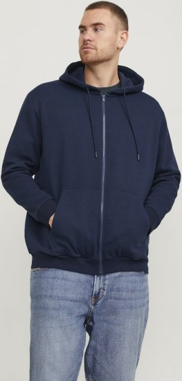 Jack & Jones BRADLEY Zip Hoodie Navy Blazer - Puloverji & jopice - Moški Puloverji & Jopice za Močnejše Postave