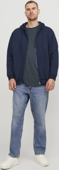 Jack & Jones BRADLEY Zip Hoodie Navy Blazer - Puloverji & jopice - Moški Puloverji & Jopice za Močnejše Postave