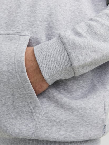Jack & Jones BRADLEY Zip Hoodie Light Grey Melange - Puloverji & jopice - Moški Puloverji & Jopice za Močnejše Postave