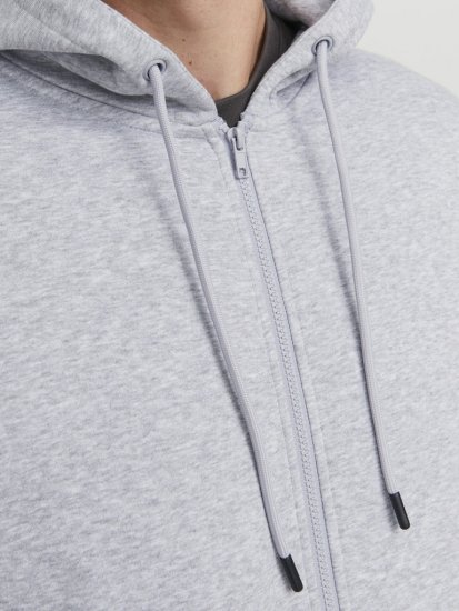 Jack & Jones BRADLEY Zip Hoodie Light Grey Melange - Puloverji & jopice - Moški Puloverji & Jopice za Močnejše Postave