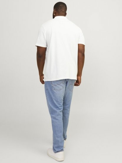 Jack & Jones Rodney Short Sleeve Polo White - Polo majice - Moške Polo Majice za Močnejše Postave