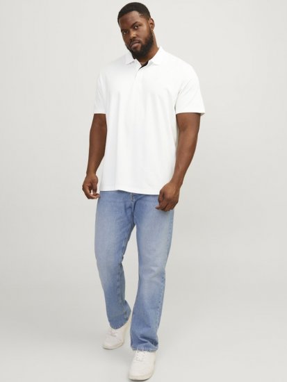 Jack & Jones Rodney Short Sleeve Polo White - Polo majice - Moške Polo Majice za Močnejše Postave
