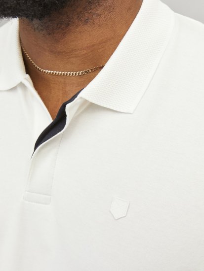 Jack & Jones Rodney Short Sleeve Polo White - Polo majice - Moške Polo Majice za Močnejše Postave