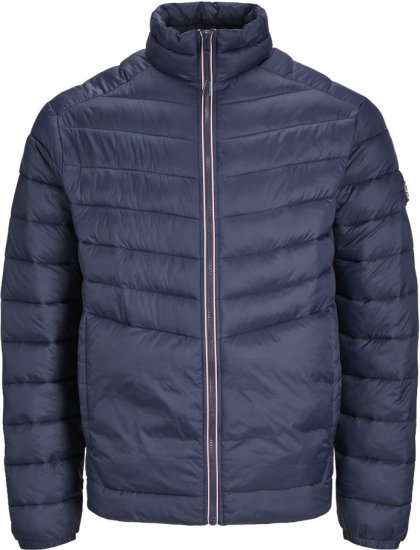 Jack & Jones SPRINT True Red Stitches Quilted Collar Jacket Navy Blazer - Jakne - Moške bunde za Močnejše Postave