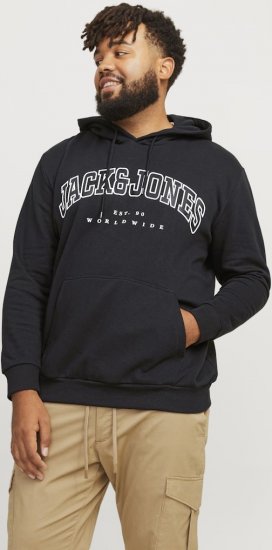 Jack & Jones CALEB Hoodie Black - Puloverji & jopice - Moški Puloverji & Jopice za Močnejše Postave