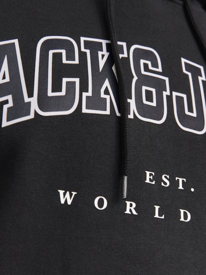 Jack & Jones CALEB Hoodie Black - Puloverji & jopice - Moški Puloverji & Jopice za Močnejše Postave