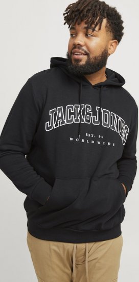 Jack & Jones CALEB Hoodie Black - Puloverji & jopice - Moški Puloverji & Jopice za Močnejše Postave