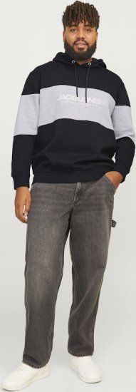 Jack & Jones LEGACY 2 Color Hoodie Black - Puloverji & jopice - Moški Puloverji & Jopice za Močnejše Postave