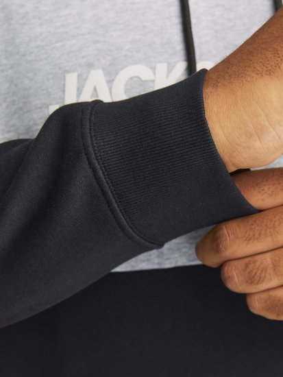 Jack & Jones LEGACY 2 Color Hoodie Black - Puloverji & jopice - Moški Puloverji & Jopice za Močnejše Postave