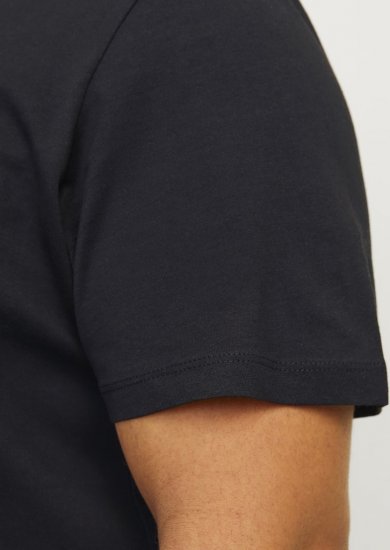 Jack & Jones CALEB VARSITY O-Neck T-Shirt Black - Kratke Majice - Moške kratke majice za močnejše postave