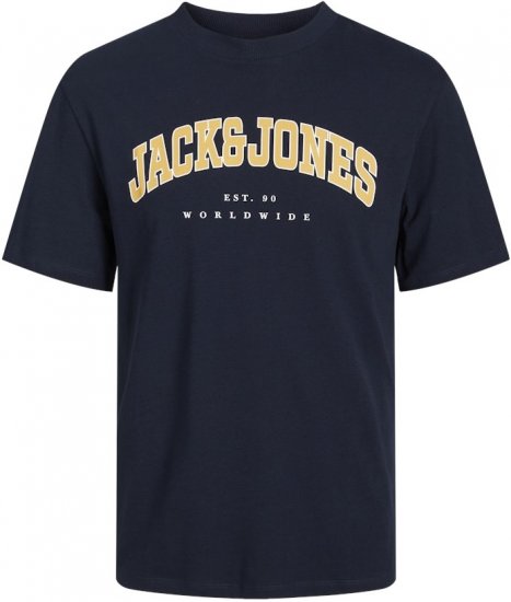 Jack & Jones CALEB VARSITY O-Neck T-Shirt Navy Blazer - Kratke Majice - Moške kratke majice za močnejše postave