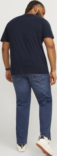 Jack & Jones CALEB VARSITY O-Neck T-Shirt Navy Blazer - Kratke Majice - Moške kratke majice za močnejše postave