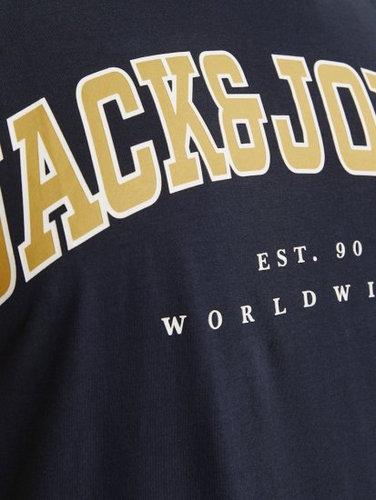 Jack & Jones CALEB VARSITY O-Neck T-Shirt Navy Blazer - Kratke Majice - Moške kratke majice za močnejše postave