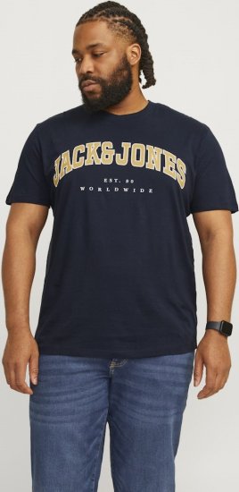 Jack & Jones CALEB VARSITY O-Neck T-Shirt Navy Blazer - Kratke Majice - Moške kratke majice za močnejše postave