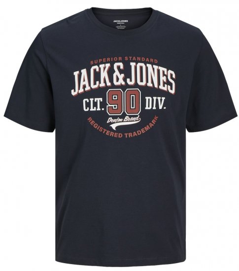 Jack & Jones LOGO O-Neck T-Shirt Dark Navy - Kratke Majice - Moške kratke majice za močnejše postave