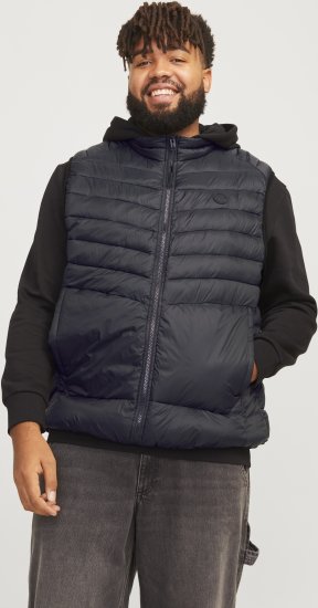 Jack & Jones SPRINT BODYWARMER With Collar Black - Jakne - Moške bunde za Močnejše Postave