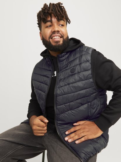 Jack & Jones SPRINT BODYWARMER With Collar Black - Jakne - Moške bunde za Močnejše Postave
