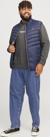 Jack & Jones SPRINT True Red Stitches BODYWARMER Navy Blazer - Jakne - Moške bunde za Močnejše Postave