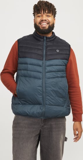 Jack & Jones SPRINT Black Blocking BODYWARMER With Collar Dark Turquoise - Jakne - Moške bunde za Močnejše Postave