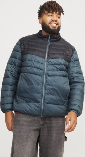 Jack & Jones SPRINT Black Blocking Quilted Collar Jacket Teal - Jakne - Moške bunde za Močnejše Postave
