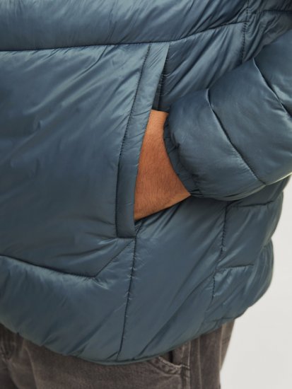 Jack & Jones SPRINT Black Blocking Quilted Collar Jacket Teal - Jakne - Moške bunde za Močnejše Postave