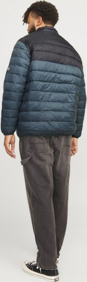 Jack & Jones SPRINT Black Blocking Quilted Collar Jacket Teal - Jakne - Moške bunde za Močnejše Postave