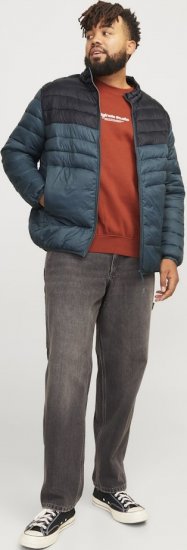 Jack & Jones SPRINT Black Blocking Quilted Collar Jacket Teal - Jakne - Moške bunde za Močnejše Postave