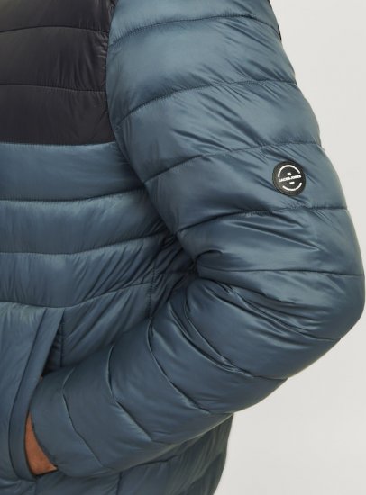 Jack & Jones SPRINT Black Blocking Quilted Collar Jacket Teal - Jakne - Moške bunde za Močnejše Postave