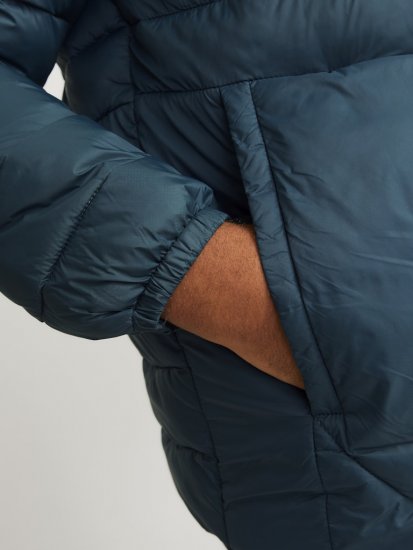 Jack & Jones SPRINT Black Blocking Quilted Hooded Jacket Turquoise Blue - Jakne - Moške bunde za Močnejše Postave