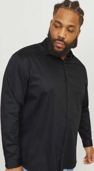 Jack & Jones ARMA LS Shirt Black - Srajce - Moške srajce za Močnejše Postave