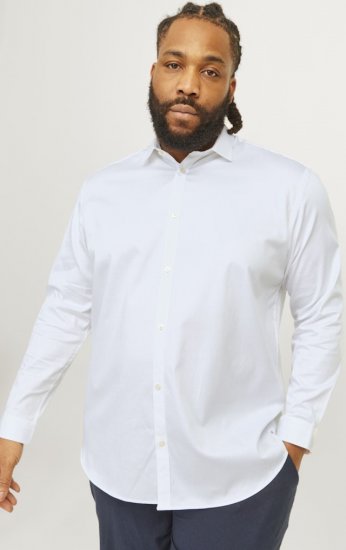 Jack & Jones ARMA LS Shirt White - Srajce - Moške srajce za Močnejše Postave