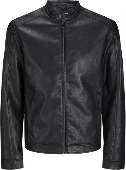 Jack & Jones DYLAN Clean PU Jacket Black - Jakne - Moške bunde za Močnejše Postave