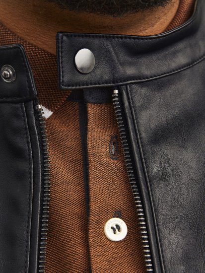 Jack & Jones DYLAN Clean PU Jacket Black - Jakne - Moške bunde za Močnejše Postave