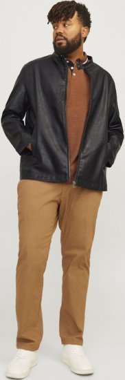 Jack & Jones DYLAN Clean PU Jacket Black - Jakne - Moške bunde za Močnejše Postave