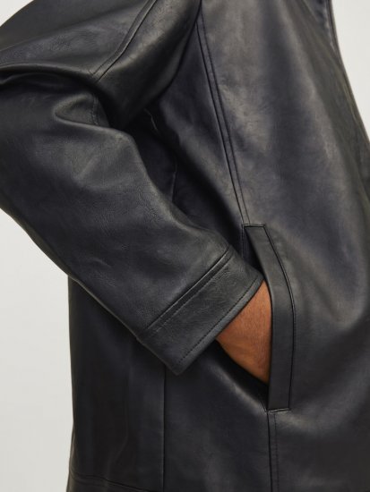 Jack & Jones DYLAN Clean PU Jacket Black - Jakne - Moške bunde za Močnejše Postave