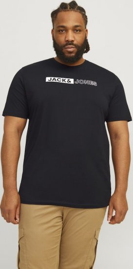 Jack & Jones CORP Logo Play 5 T-Shirt Black - Kratke Majice - Moške kratke majice za močnejše postave