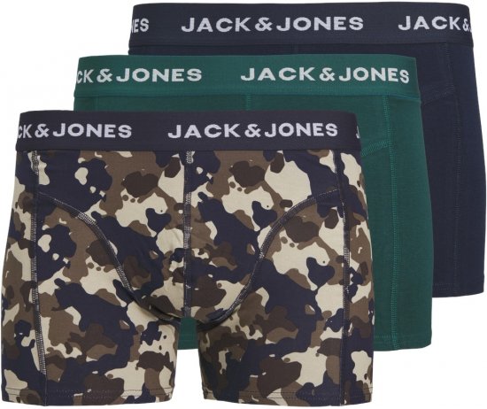 Jack & Jones JACCAMOFLAGE Trunks 3-Pack Navy Blazer - Spodnje perilo & kopalne hlače - Moško Spodnje Perilo za močnejše postave