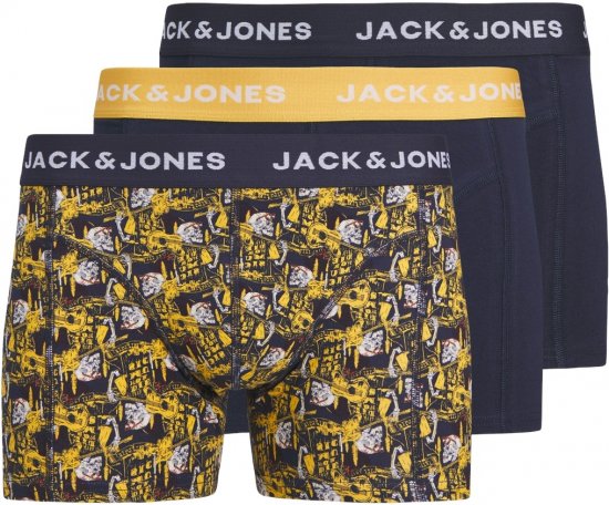 Jack & Jones SKULLROCK Trunks 3-Pack Navy Blazer - Spodnje perilo & kopalne hlače - Moško Spodnje Perilo za močnejše postave