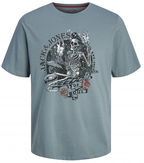 Jack & Jones JJSKULL ROCK T-Shirt Goblin Blue - Kratke Majice - Moške kratke majice za močnejše postave